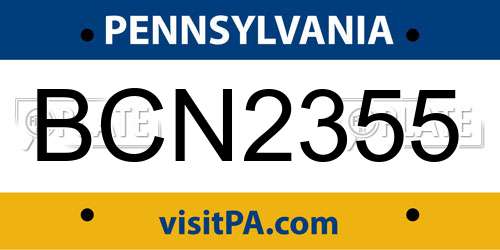 BCN2355 Pennsylvania License Plate