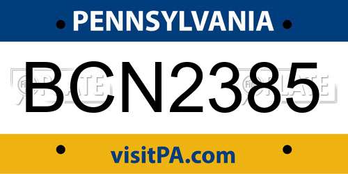 BCN2385 Pennsylvania License Plate