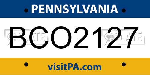 BCO2127 Pennsylvania License Plate
