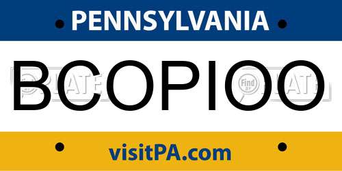 BCOPIOO Pennsylvania License Plate