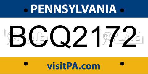 BCQ2172 Pennsylvania License Plate