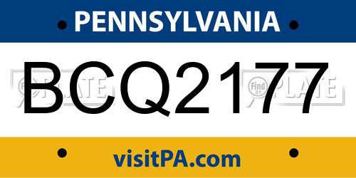 BCQ2177 Pennsylvania License Plate