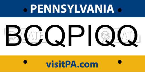 BCQPIQQ Pennsylvania License Plate