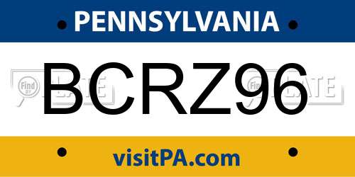 BCRZ96 Pennsylvania License Plate