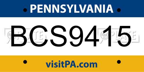 BCS9415 Pennsylvania License Plate