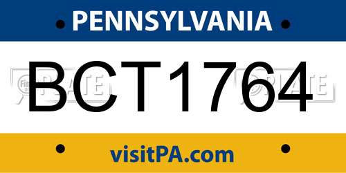 BCT1764 Pennsylvania License Plate