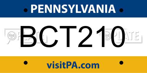 BCT210 Pennsylvania License Plate