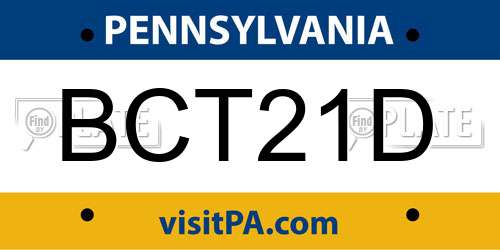 BCT21D Pennsylvania License Plate