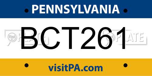 BCT261 Pennsylvania License Plate