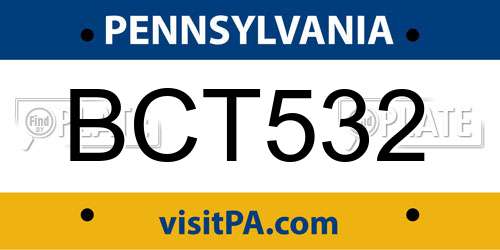 BCT532 Pennsylvania License Plate