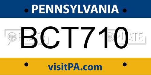 BCT710 Pennsylvania License Plate