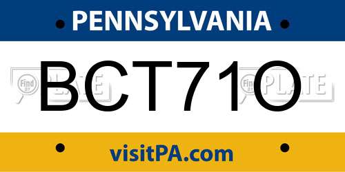 BCT71O Pennsylvania License Plate