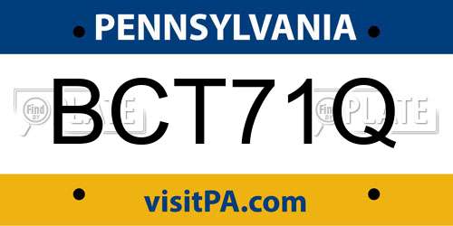 BCT71Q Pennsylvania License Plate
