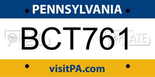 BCT761 Pennsylvania License Plate