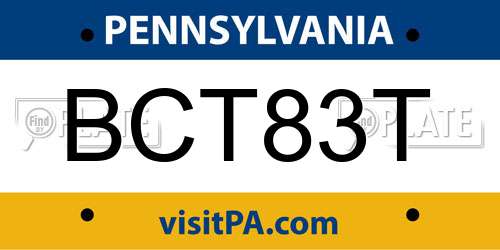 BCT83T Pennsylvania License Plate
