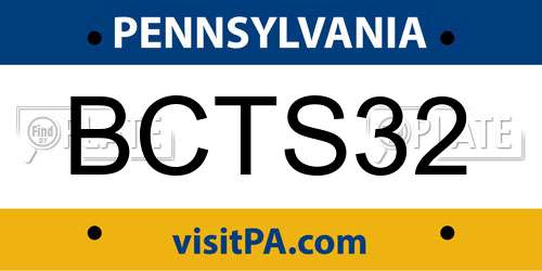 BCTS32 Pennsylvania License Plate