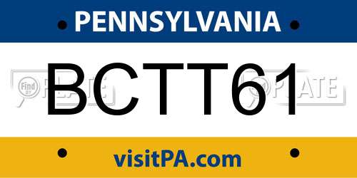 BCTT61 Pennsylvania License Plate