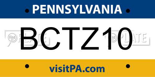 BCTZ10 Pennsylvania License Plate