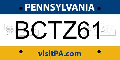 BCTZ61 Pennsylvania License Plate