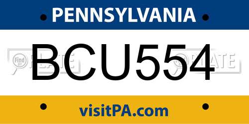 BCU554 Pennsylvania License Plate