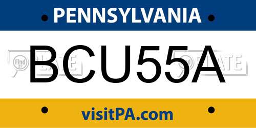 BCU55A Pennsylvania License Plate
