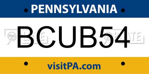 BCUB54 Pennsylvania License Plate