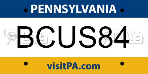 BCUS84 Pennsylvania License Plate