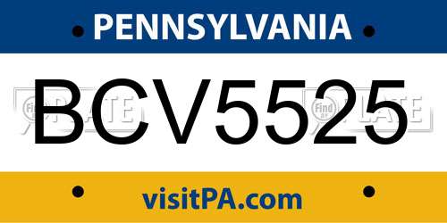BCV5525 Pennsylvania License Plate