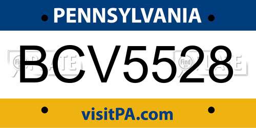 BCV5528 Pennsylvania License Plate