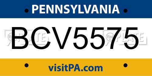 BCV5575 Pennsylvania License Plate