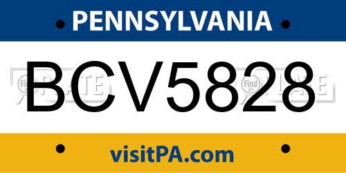 BCV5828 Pennsylvania License Plate