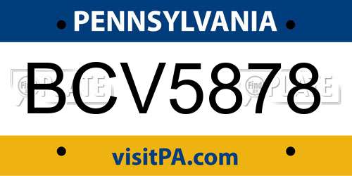 BCV5878 Pennsylvania License Plate