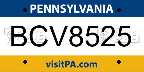 BCV8525 Pennsylvania License Plate