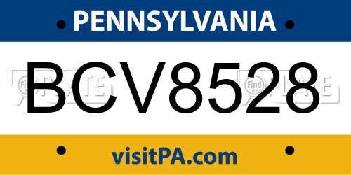 BCV8528 Pennsylvania License Plate