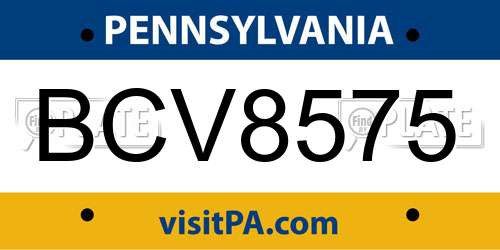 BCV8575 Pennsylvania License Plate
