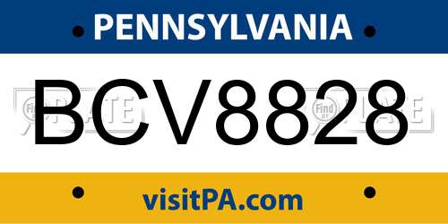 BCV8828 Pennsylvania License Plate