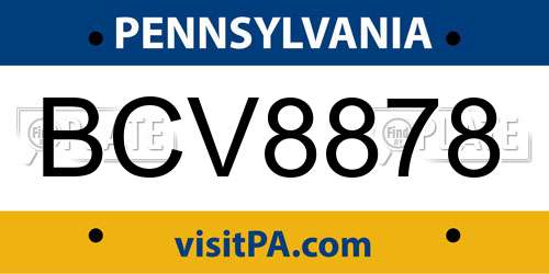 BCV8878 Pennsylvania License Plate