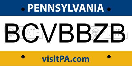 BCVBBZB Pennsylvania License Plate