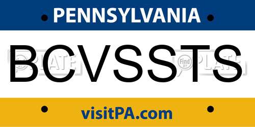 BCVSSTS Pennsylvania License Plate