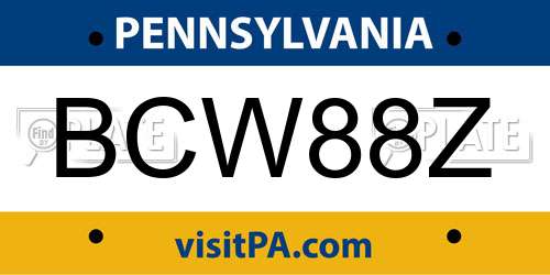 BCW88Z Pennsylvania License Plate