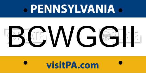 BCWGGII Pennsylvania License Plate