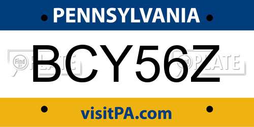 BCY56Z Pennsylvania License Plate
