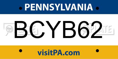 BCYB62 Pennsylvania License Plate