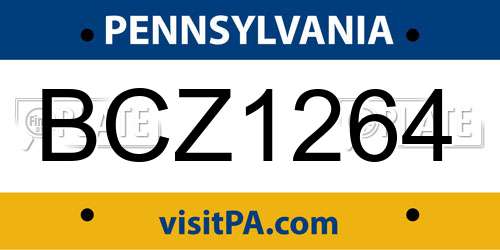 BCZ1264 Pennsylvania License Plate
