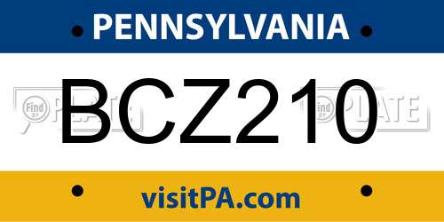 BCZ210 Pennsylvania License Plate