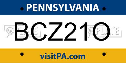 BCZ21O Pennsylvania License Plate