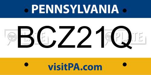 BCZ21Q Pennsylvania License Plate
