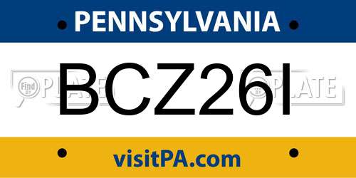 BCZ26I Pennsylvania License Plate