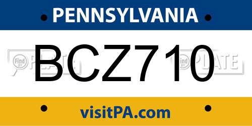 BCZ710 Pennsylvania License Plate