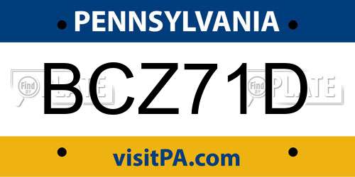 BCZ71D Pennsylvania License Plate
